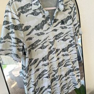 Adidas Zebra Pattern Polo Shirt in Black and Gray